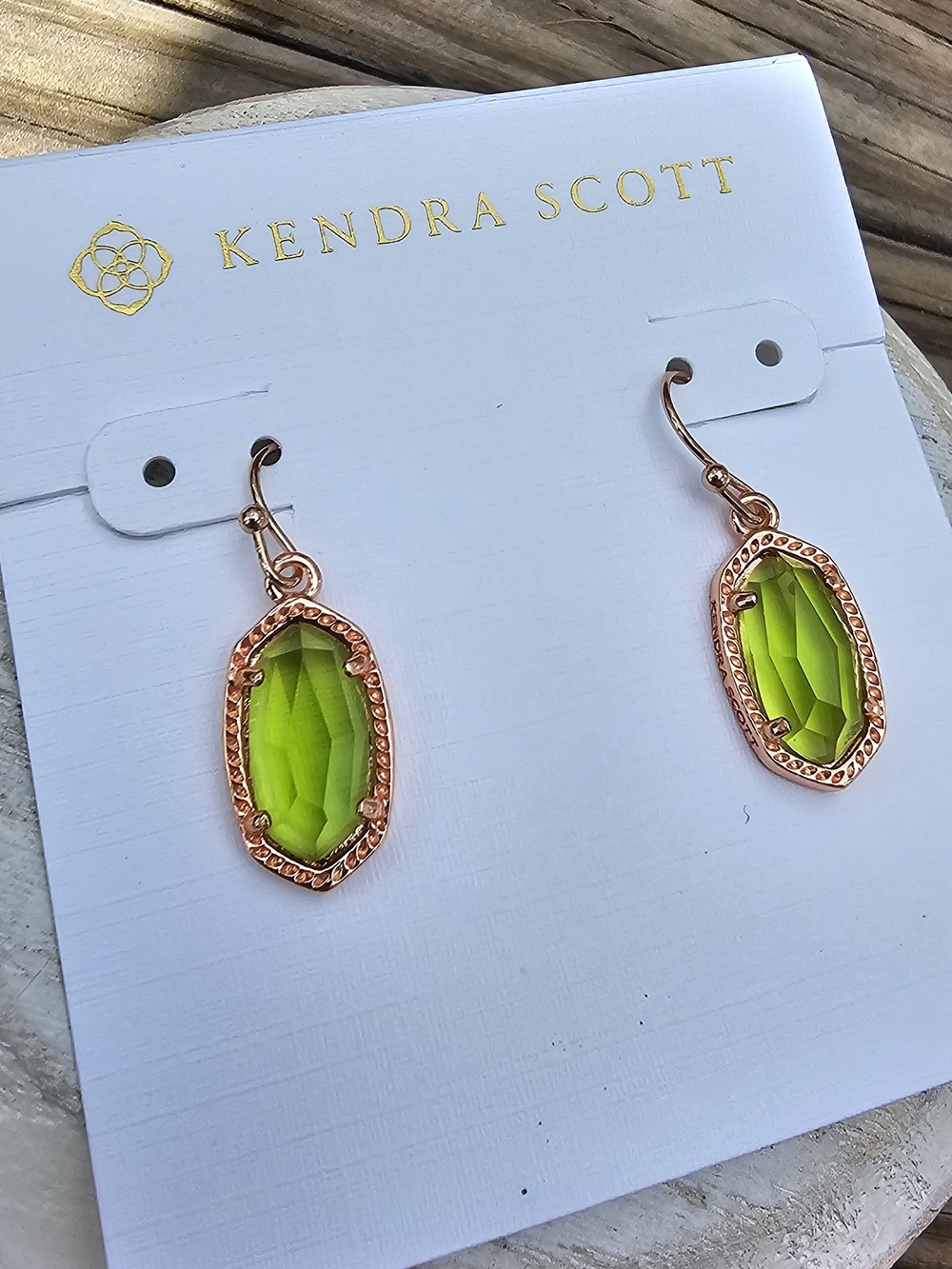 Kendra Scott Lee Peridot Illusion Drop Earrings in Rose gold